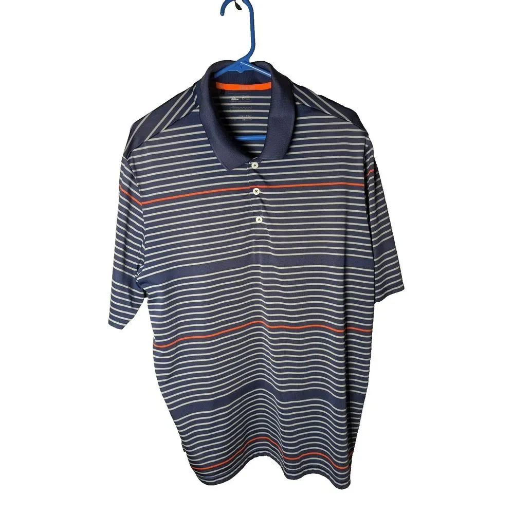 Adidas ClimaCool Short Sleeve Performance Golf Polo Shirt Blue Orange Men's Xl‎